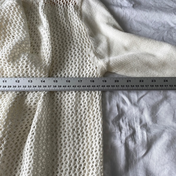 Introspect Womens Cream Open Knit Long Sleeve Cardigan Sweater Open Front Medium - Picture 8 of 13